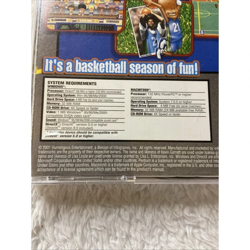 Backyard Basketball PC CD ROM Game Win Mac Infogames 2001 Vtg USA